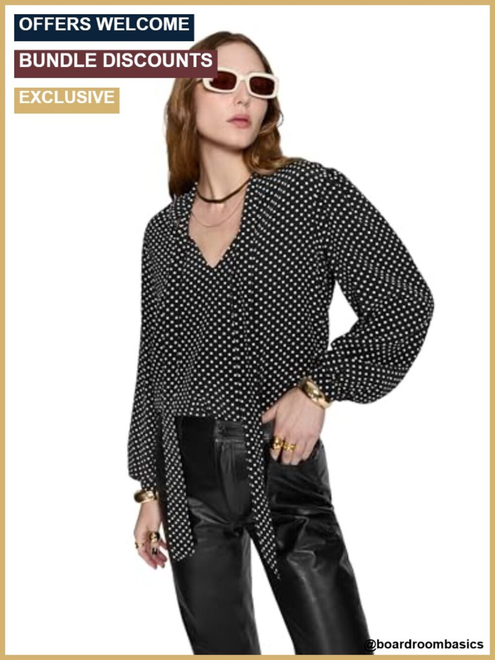 Viscose Tie Neck Blouse Pull On Long Sleeve